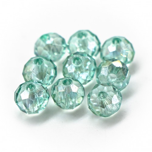 Бусины рондели 6*4мм, мятный прозрачный с АБ